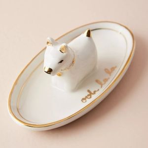 NIB Anthropologie 3D Dog Trinket Dish, White